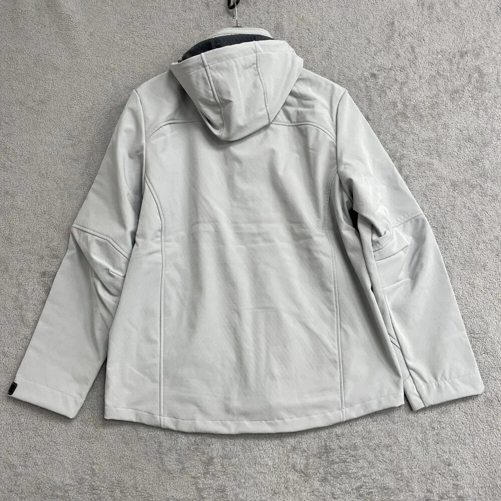 NEW Gerry Softshell Windbreaker Jacket Men's L Gray Full Zip Hooded G1420